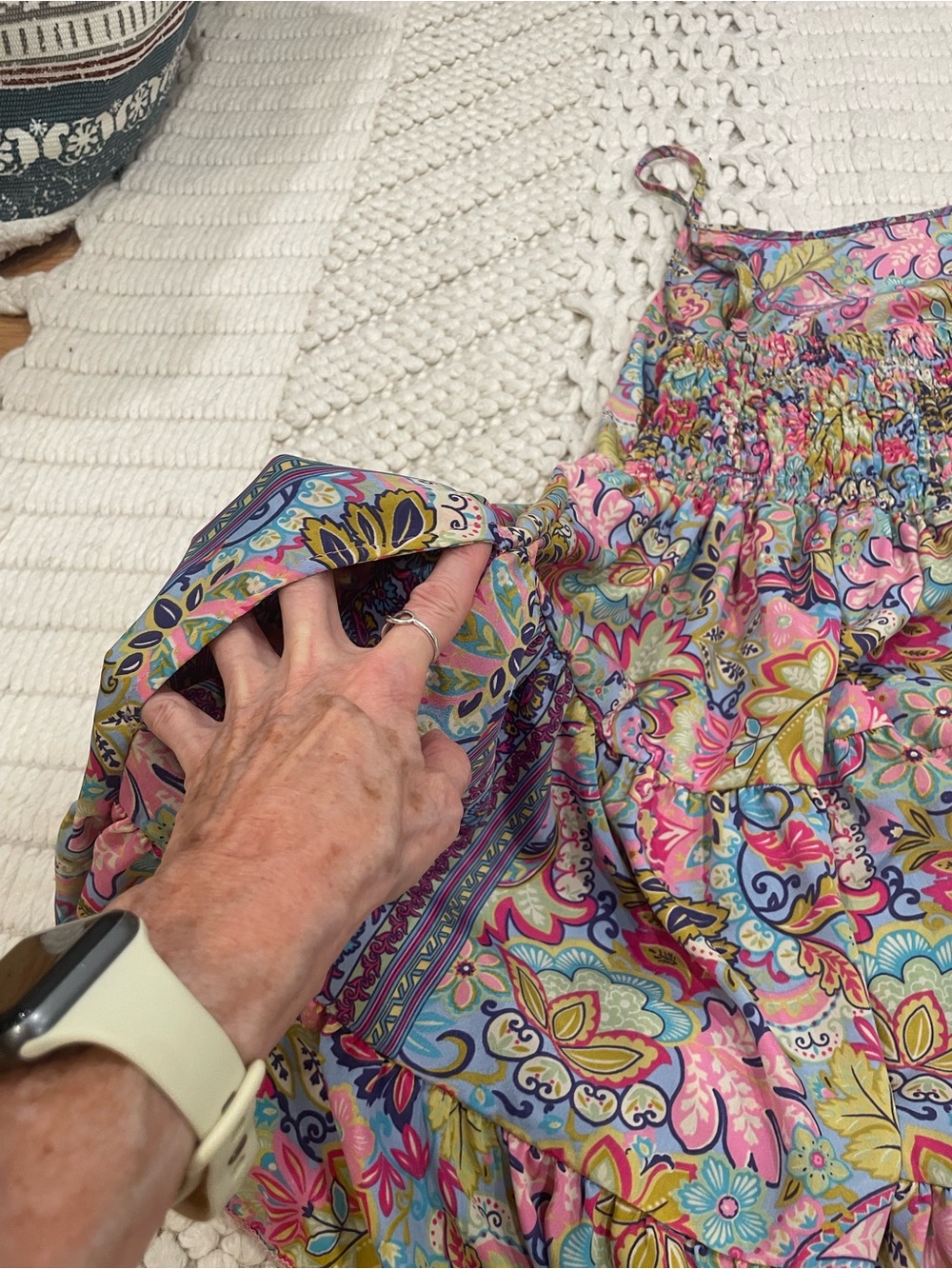 Women’s Floral Paisley Pink & Blue Summer Dress - Picture 3 of 5
